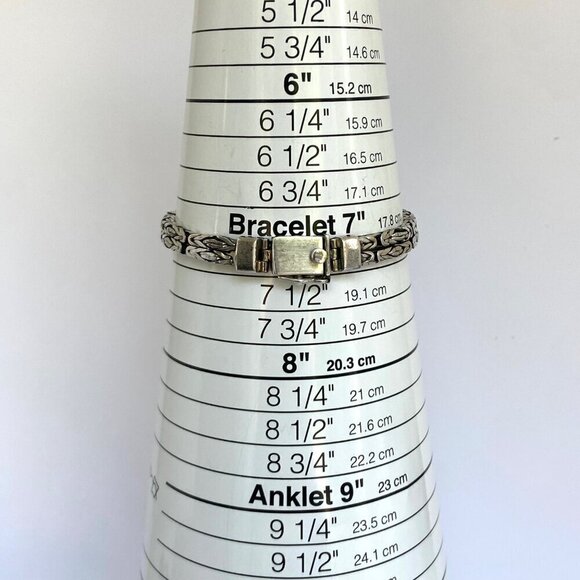 Sterling Silver 925 Purple Stone Dyed Howlite Chunky Byzantine Chain Bracelet - Picture 9 of 16